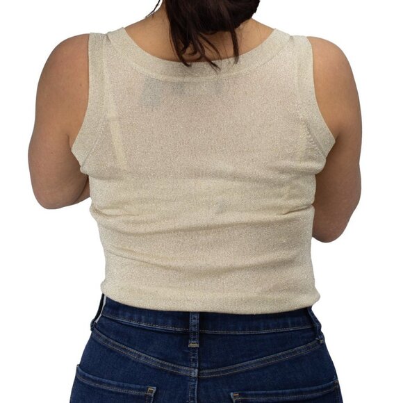 Dana Buchman Gold Shimmer Metallic Luxury Vintage Knit Tank top SIZE M - Picture 3 of 4